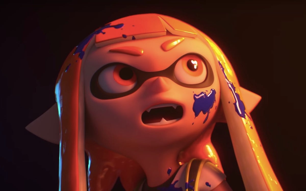 Inkling girl's surprised face in Smash Bros. Switch trailer
