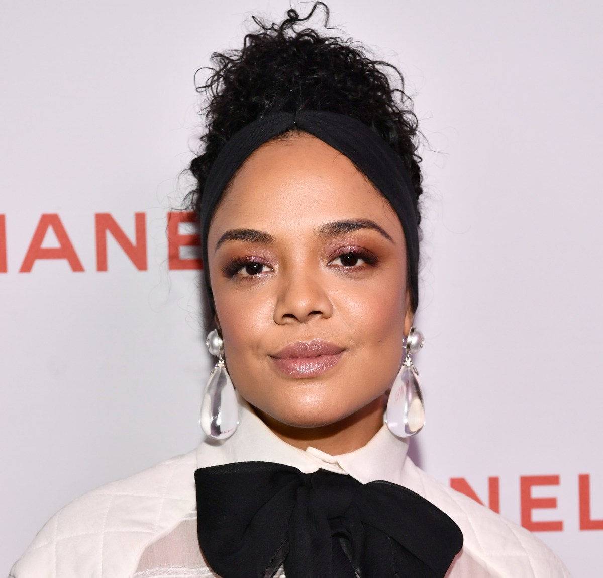 LOS ANGELES, CA - FEBRUARY 28: Tessa Thompson, wearing Chanel, attends a Chanel Party to celebrate the Chanel Beauty House and @WELOVECOCO at Chanel Beauty House on February 28, 2018 in Los Angeles, California.