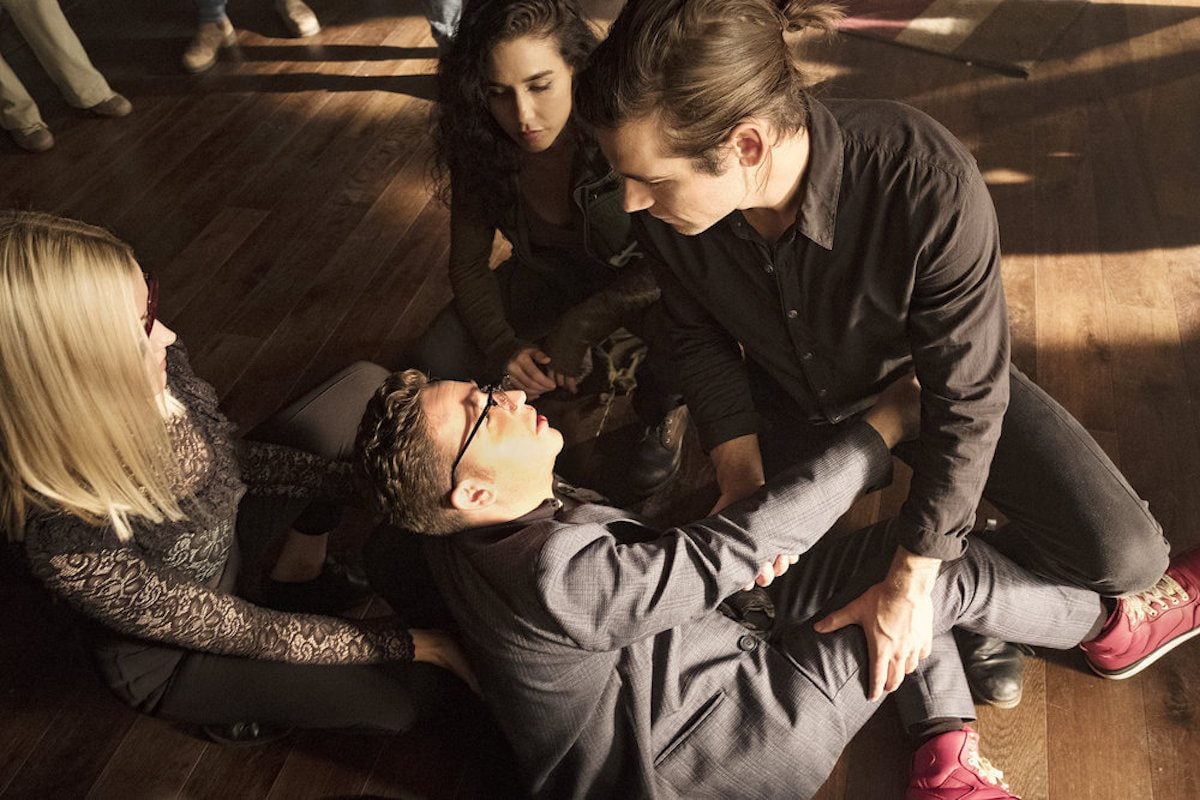 THE MAGICIANS -- "All That Josh" Episode 309 -- Pictured: (l-r) Olivia Taylor Dudley as Alice, Trevor Einhorn as Josh Hoberman, Jade Tailor as Kady Orloff-Diaz, Jason Ralph as Quentin Coldwater -- (Photo by: Eric Milner/Syfy)