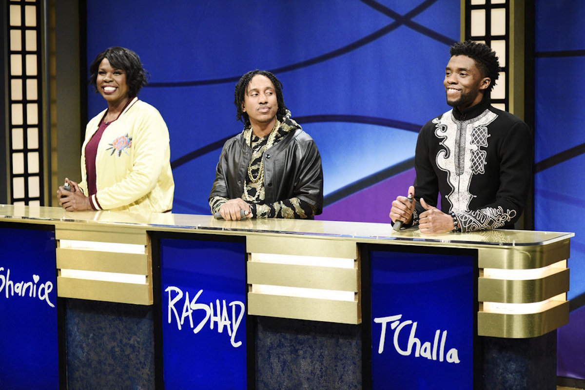 Chadwick Boseman as T'Challa/Black Panther on Saturday Night Live Black Jeopardy