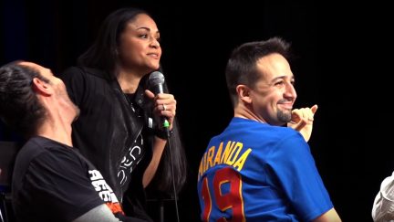 Javier Munoz, Karen Olivo, and Lin-Manuel Miranda at the 