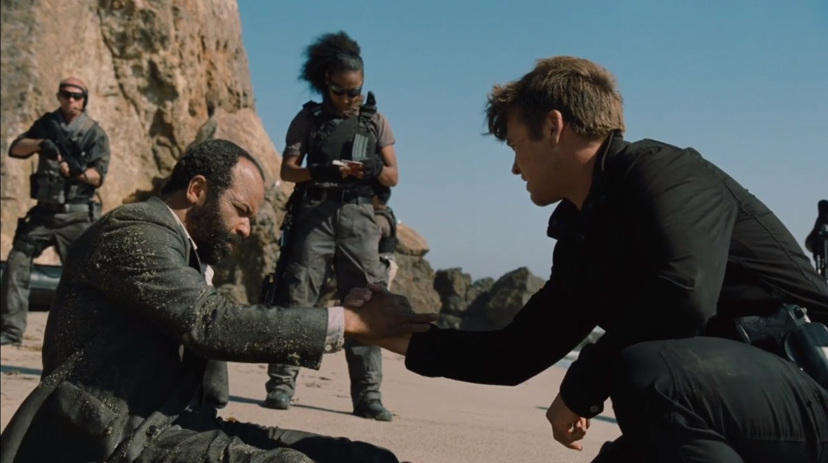 Jeffrey Wright as Bernard and Luke Hemsworth as Stubbs on HBO's Westworld