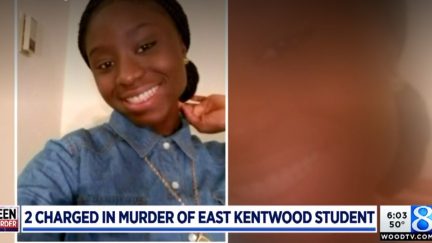 Mujey Dumbuya photo in a news report about her alleged murder at the hands of the man she was going to testify against for rape, Quinn James, in Kalamazoo, MI on WOODTV.