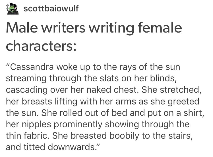 Male writer describes a women