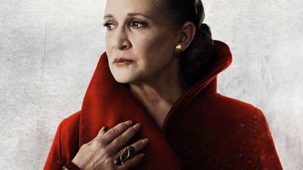Carrie Fisher as Leia in Star Wars: The Last Jedi poster