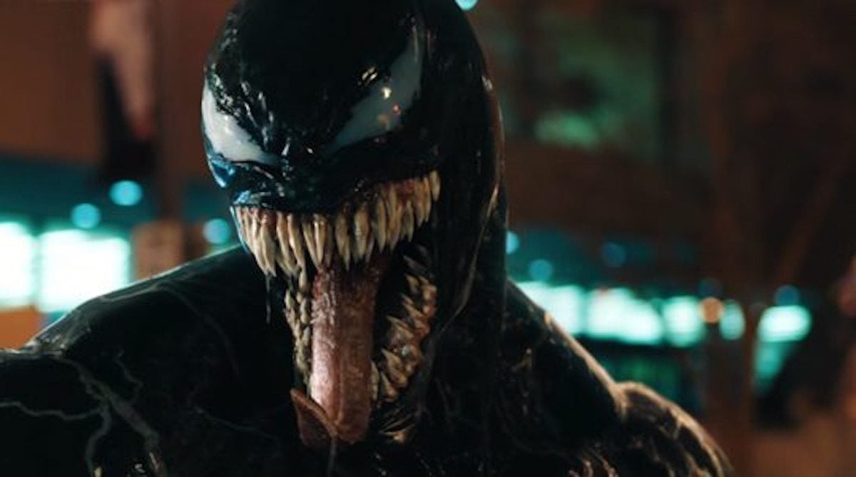 Venom baring his teeth in Venom movie.