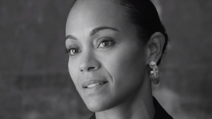 Zoe Saldana being interviewed by Net a Porter