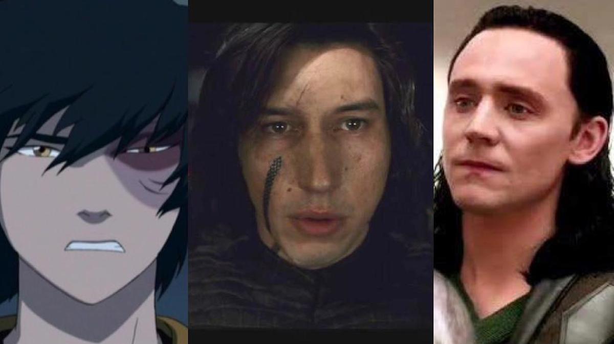 Zuko from Avatar, Kylo Ren from Star Wars, and Loki from Thor