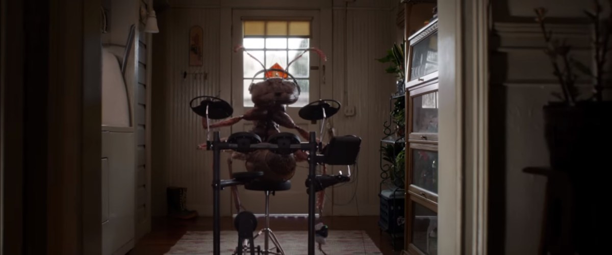 Ant playing drums in 'Ant-Man and the Wasp' from Marvel