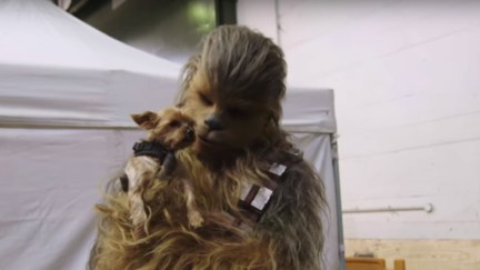Chewbacca and friend on the set of 'Solo A Star Wars Story'