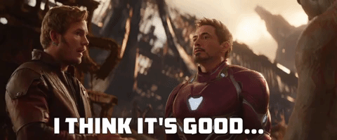 Chris Pratt as Star-Lord, Robert Downey Jr. as Iron Man, and Tom Holland as Spider-Man in 'Avengers Infinity War'
