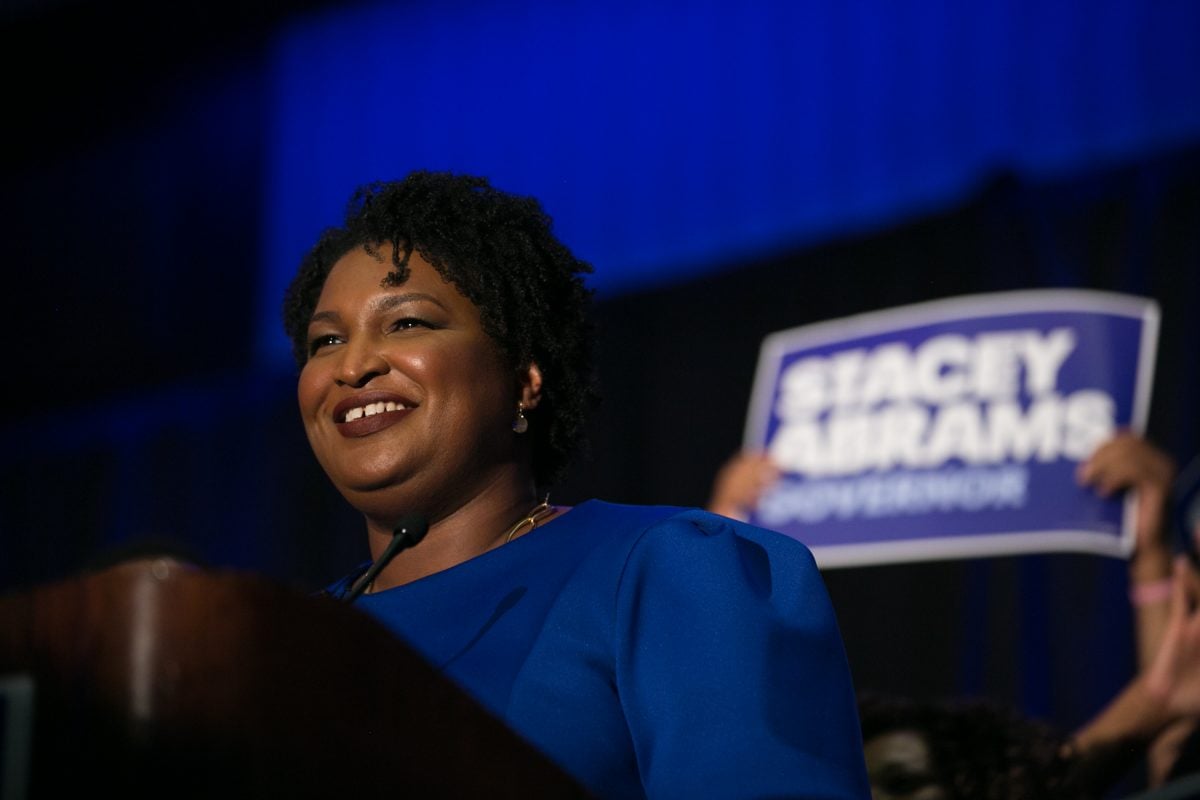 Georgia Democratic Gubernatorial candidate Stacey Abrams takes the stage to declare victory in the primary during an election night event on May 22, 2018 in Atlanta, Georgia. 