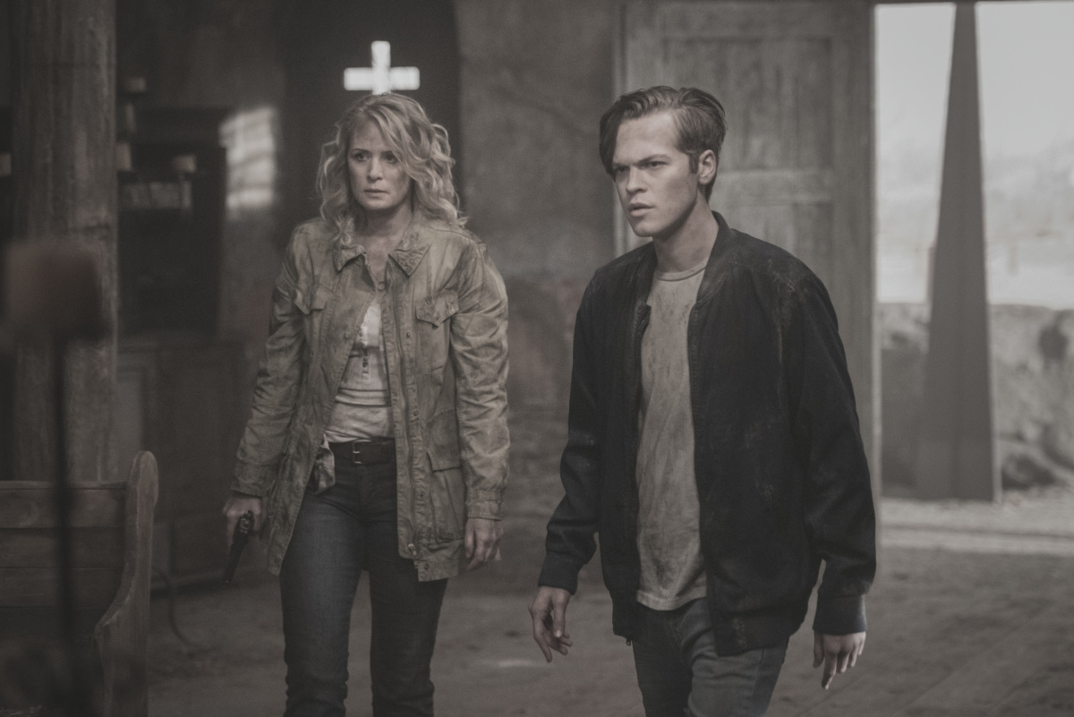 Samantha Smith as Mary Winchester and Alexander Calvert as Jack in The CW's Supernatural