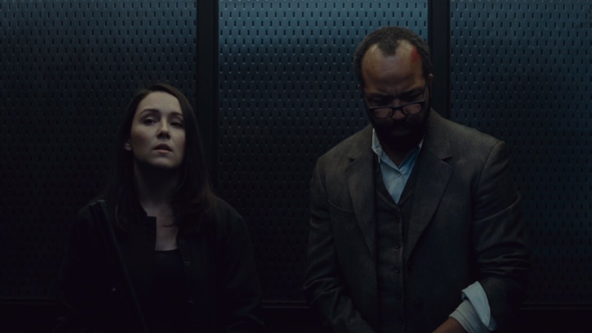 Shannon Woodward as Elsie and Jeffrey Wright as Bernard on HBO's 'Westworld'