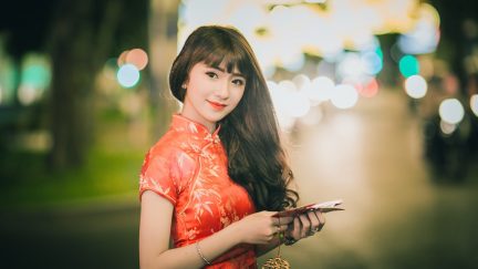 woman wearing qipao