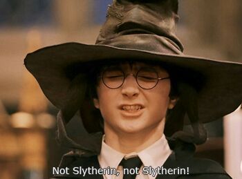 Daniel Radcliffe as Harry Potter in the sorting hat