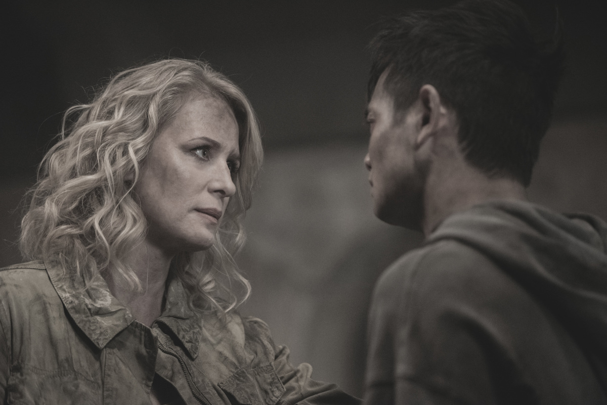 Samantha Smith as Mary Winchester and Osric Chau as Kevin Tran in The CW's Supernatural