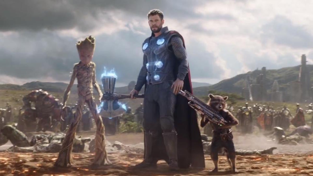Thor, Rocket, and Groot in 'Avengers: Infinity War'