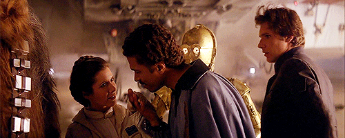 Princess Leia and Lando Calrissian in 'The Empire Strikes Back'