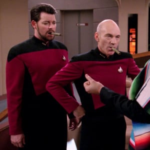Riker and Picard with cigars