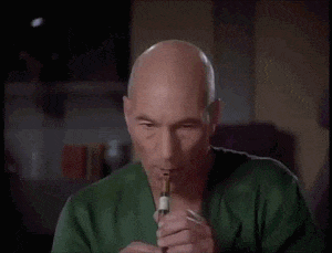 Captain Picard playing flute