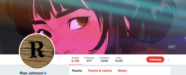 Rian Johnson on Twitter