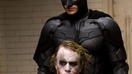 Christian Bale and Heath Ledger in The Dark Knight (2008)