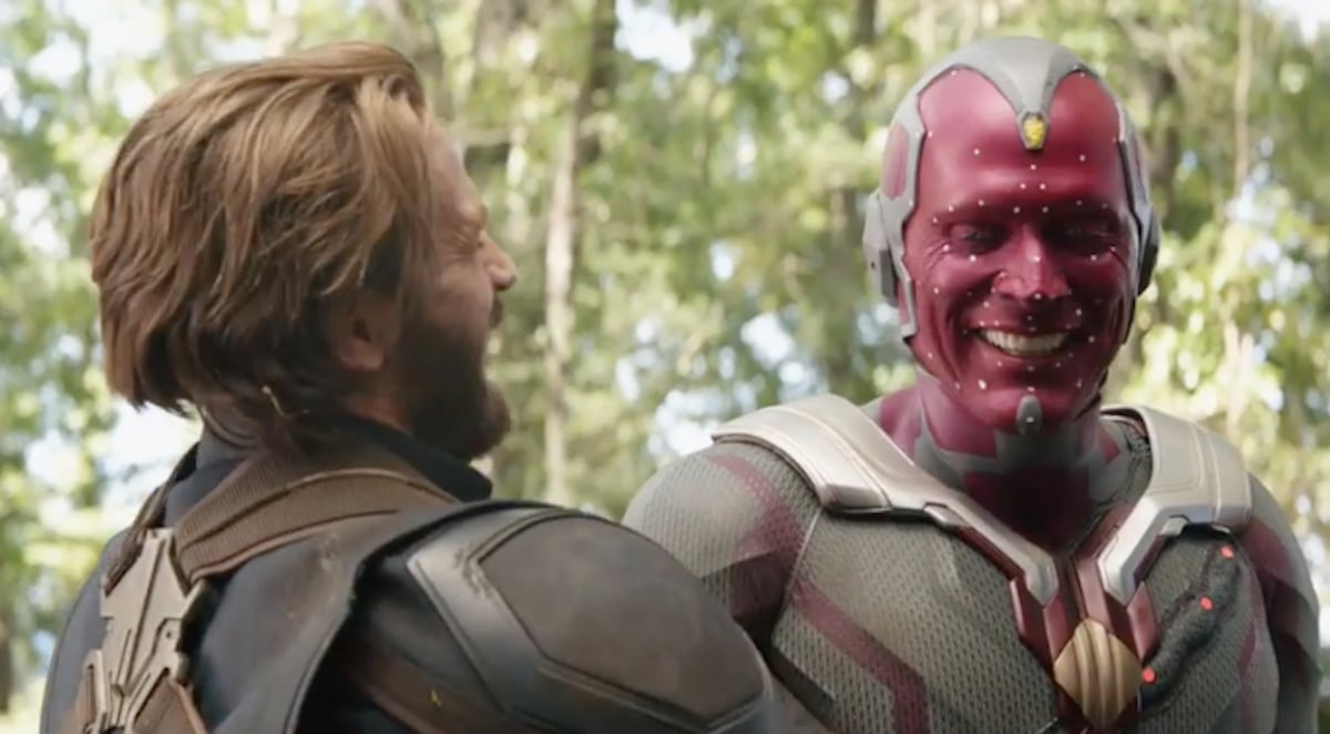 Vision and Steve Rogers in Avengers: Infinity War gag reel
