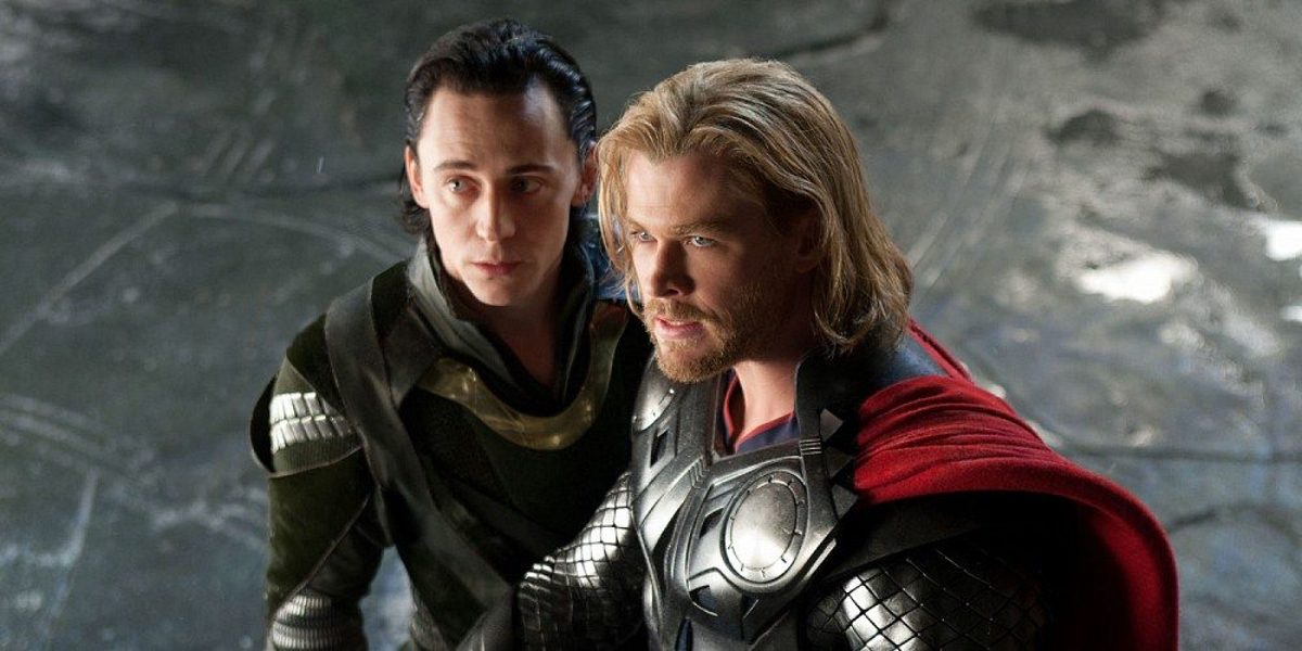 Thor (Chris Hemsworth) and Loki (Tom Hiddleston) face off against Frost Giants in Thor