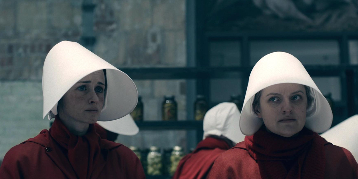 The Handmaid's Tale stars Elisabeth Moss as June and Alexis Bledel as Emily