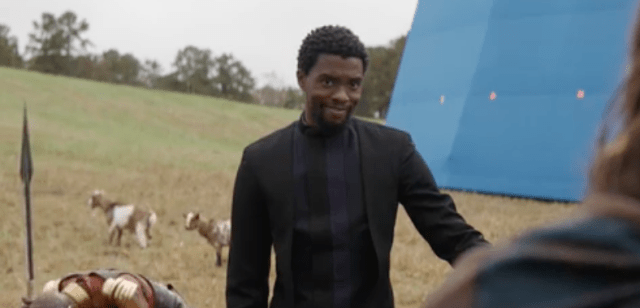 Okoye and T'Challa Black Panther in infinity War gag reel