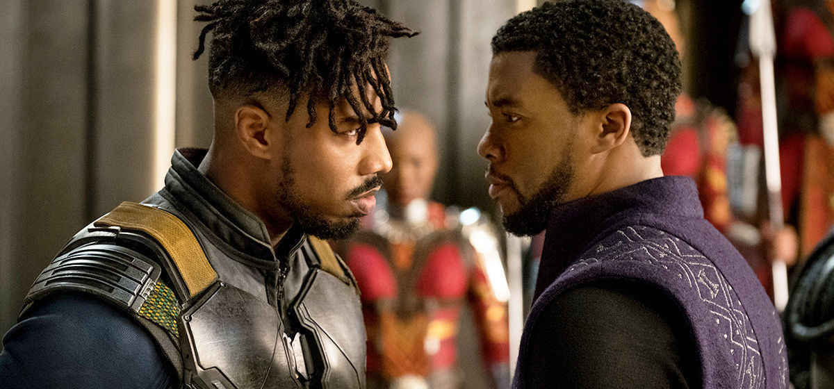 Michael B. Jordan and Chadwick Boseman in 'Black Panther'