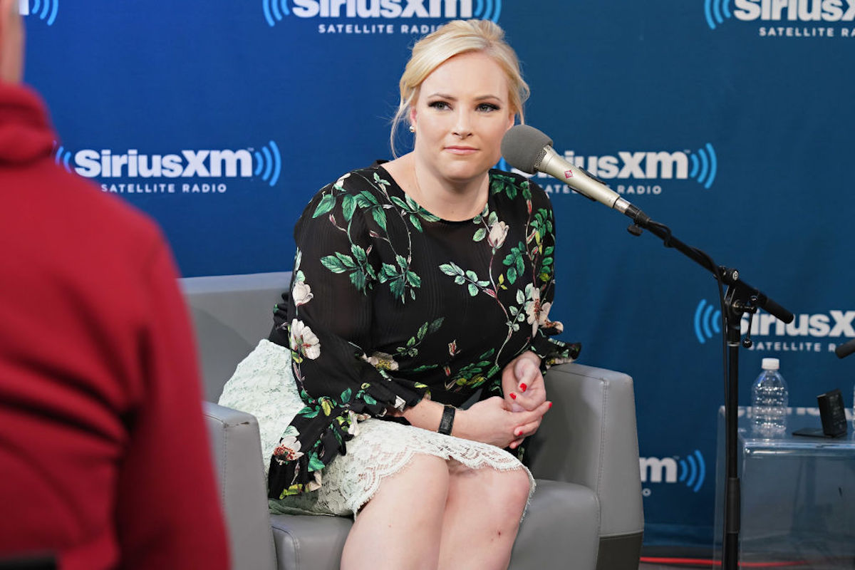 Meghan McCain joins host Julie Mason during a SiriusXM event on February 5, 2018 in New York City