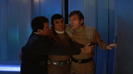 Star Trek V: The Final Frontier stars William Shatner, Leonard Nimoy, and DeForest Kelley