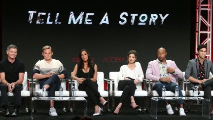 BEVERLY HILLS, CA - AUGUST 05: (L-R) Executive Producer Kevin Williamson, actor Billy Magnussen, actress Dania Ramirez, actress Daniel Campbell, actor Dorian Missick, and actor Davi Santos of the television show 