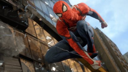 Spider-Man swinging in Marvel’s Spider-Man game for Sony's PlayStation 4