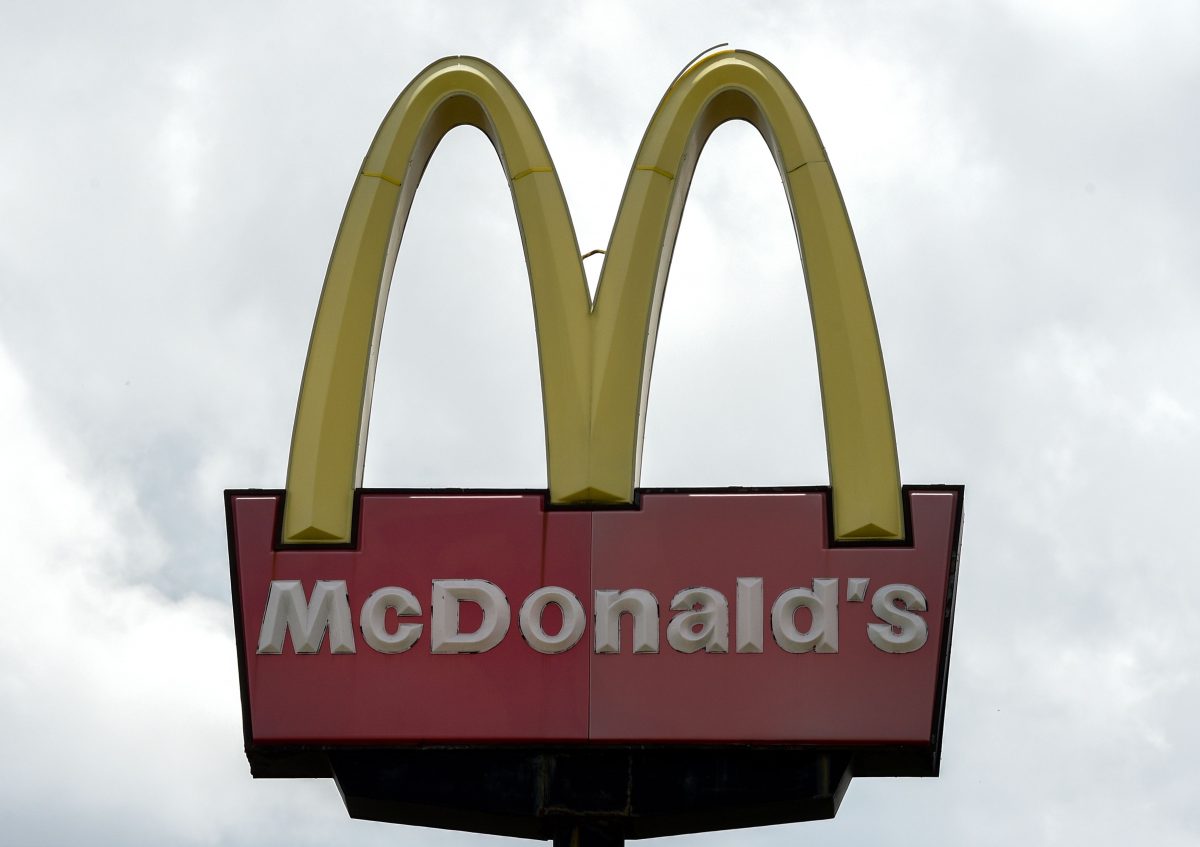A McDonald's restaurant sign.