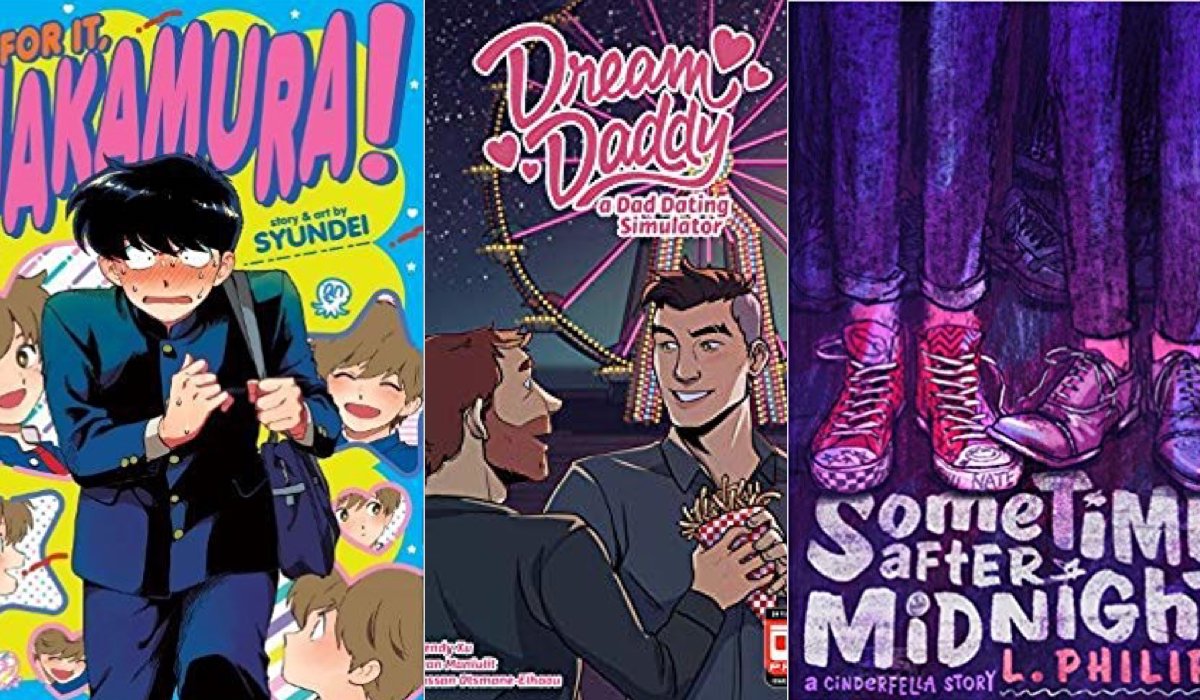 book covers: go for it nakamura!, dream daddy, and sometime after midnight