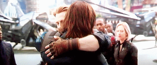 Bucky and Steve hug in Avengers: Infinity War
