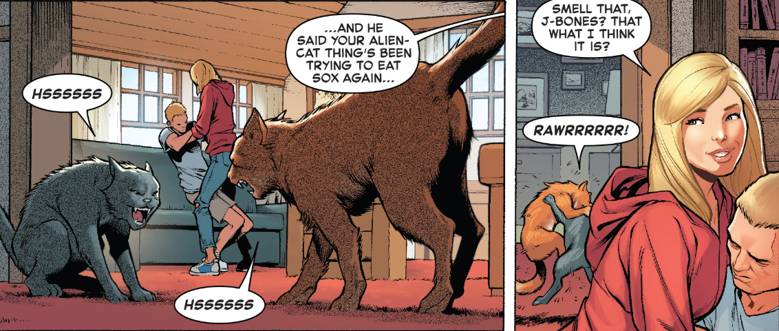 Captain Marvel Chewie attacks cat