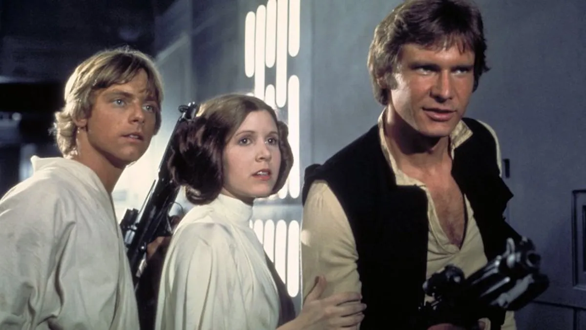 Luke, Leia, and Han in Star Wars: A New Hope