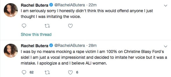 Rachel Butera of Star Wars Resistance tweets an apology