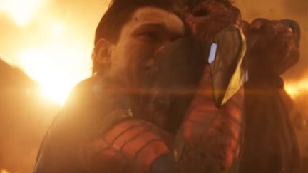 Spider-Man hugs Iron Man Marvel's Avengers: Infinity War