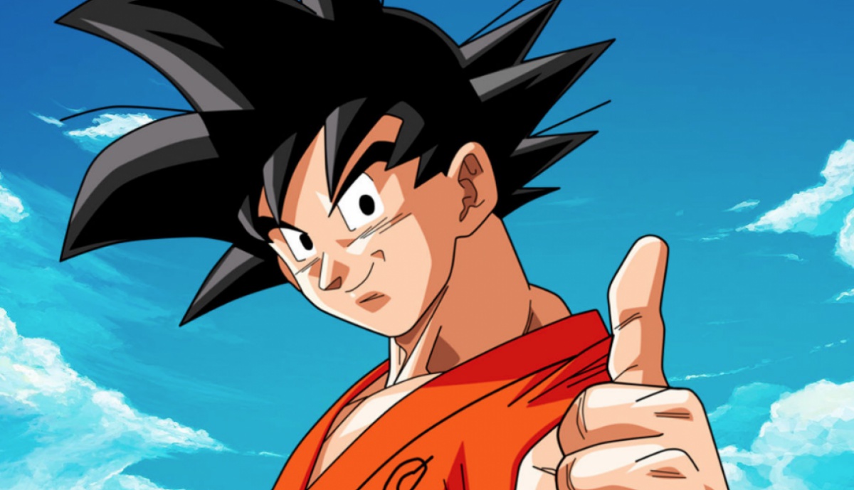 Goku poses with a thumbs up in "Naruto"
