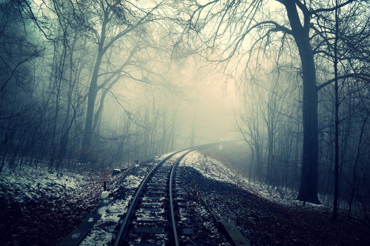 creepy train tracks halloween