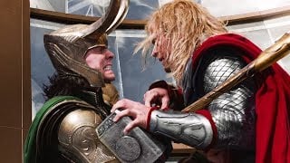 Thor and Loki fighting