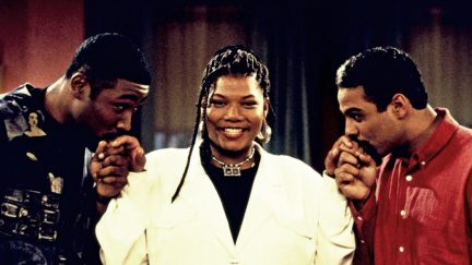 LIVING SINGLE, from left: Cress Williams, Queen Latifah, Adam Lazarre-White, 'What's Next?, (season 1, episode 27, aired May 15, 1994), 1993-1998, © Warner Brothers/courtesy Everett Collection