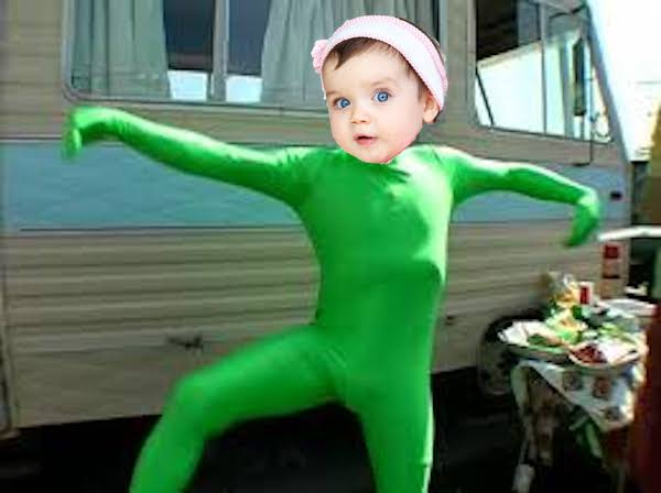 green man bird box monster baby