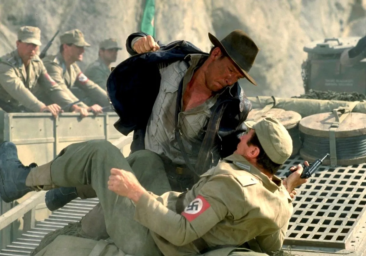 Indiana Jones punches a Nazi