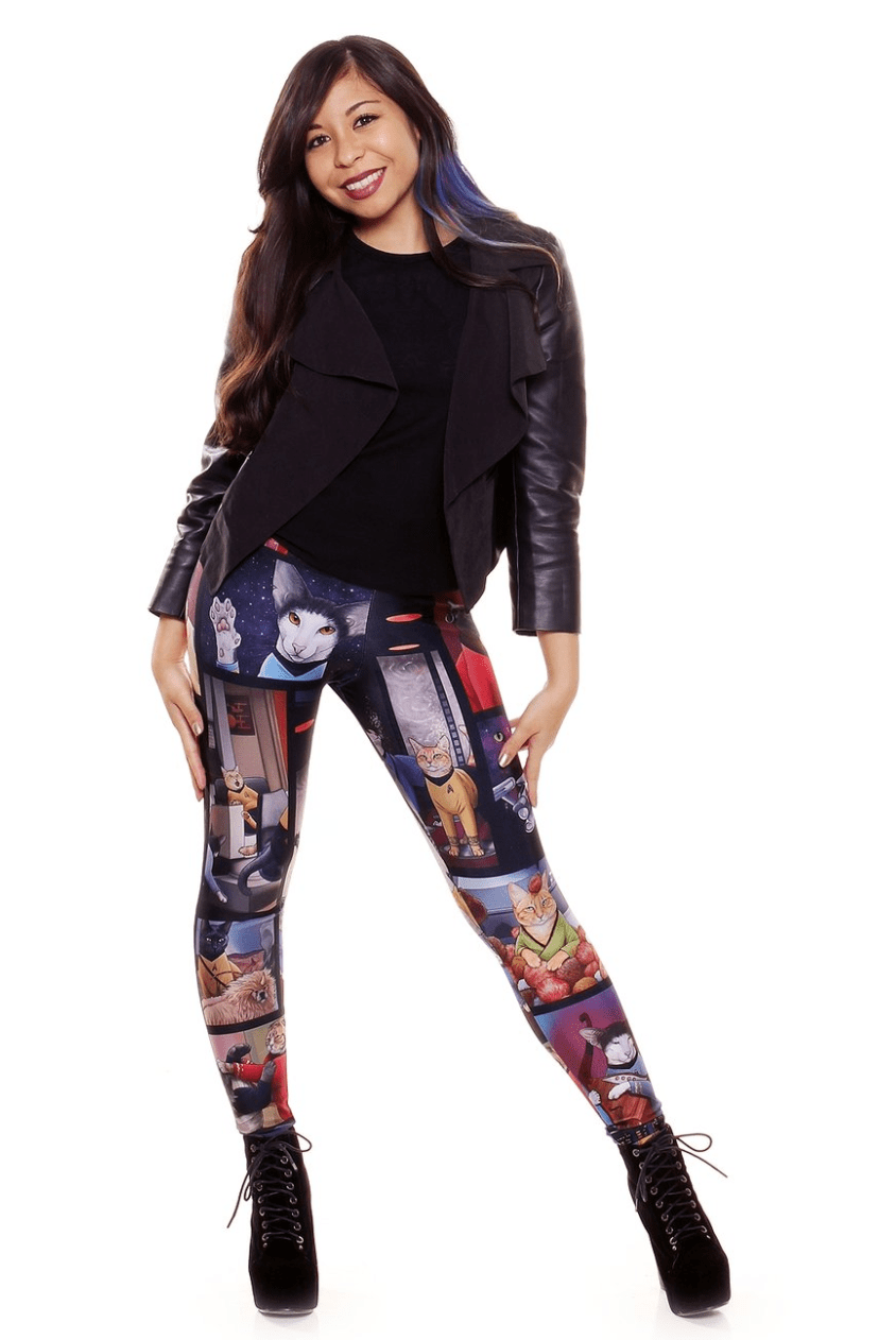 Beam me up a pair of these cute Star Trek cat leggings from Gold Bubble Clothing
